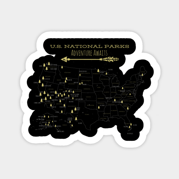 national parks in america - usa hiking Sticker by Midoart